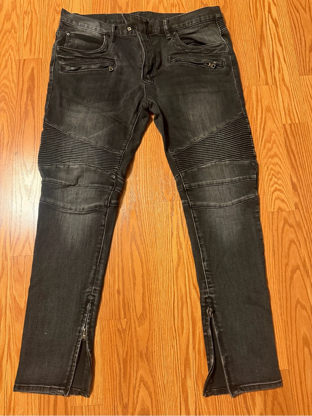 Mens MNML Spider Skinny Jeans Pants Trousers Washed Gray Size 38X32